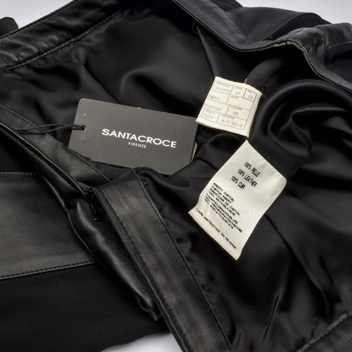 Santacroce leather skirt new with silk chiffon details