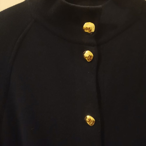 Parfois dark blue cape-jacket with gold buttons