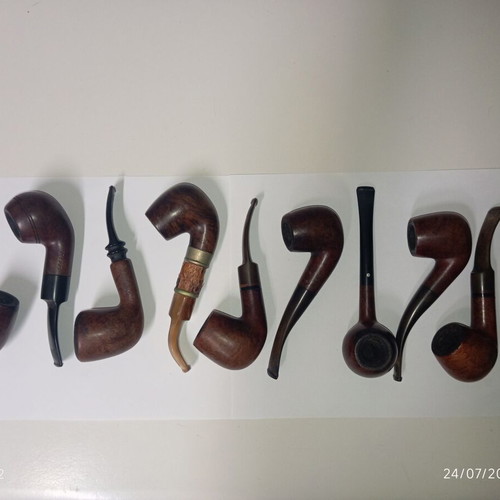 Vintage tobacco pipes collection used, set of 10