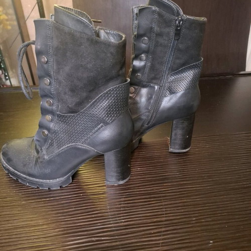 Booties used 10cm heel with laces and zipper, size 39, black