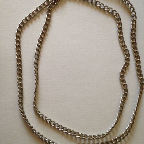Silver chain necklace used, long 140 cm