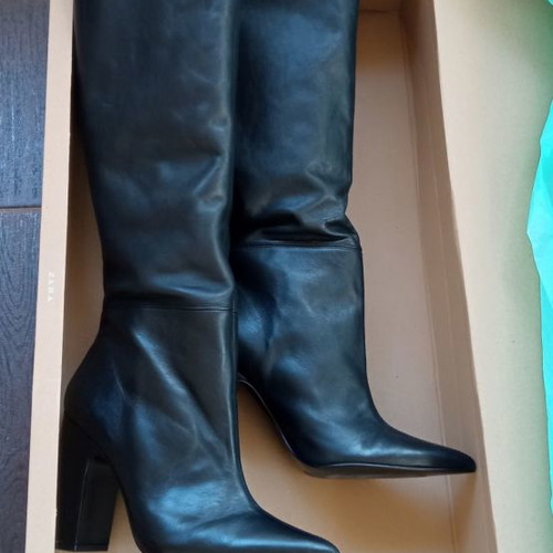 Zara leather over the knee boots new, black