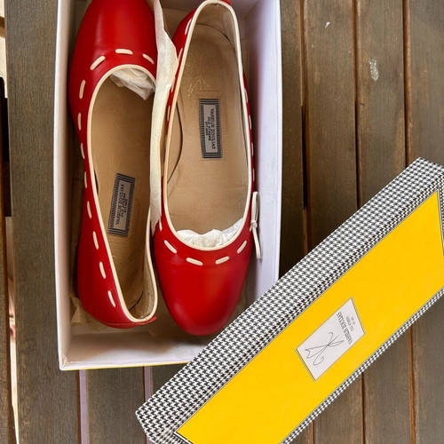 Vasilis Zoulias red leather ballet flats size 39.5 like new