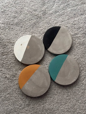 Handmade cement coasters like new, set of 4 pieces