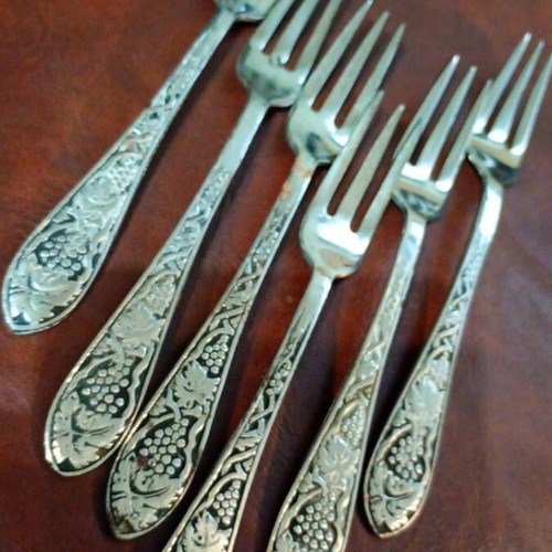 Vintage Zoulovits set of six silver-plated dessert forks, like new