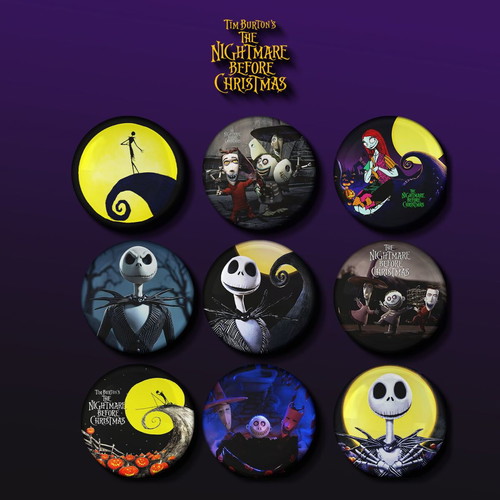 Nightmare Before Christmas set of 9 large pins 3cm new