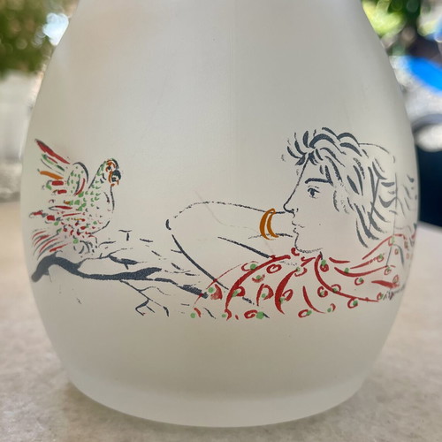 Set of 2 Loumidis collectible glass coffee jugs signed by G. Stathopoulos