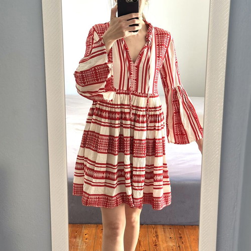 Pearl & Caviar Kaftan Dress Small New, Red Boho Resort Style