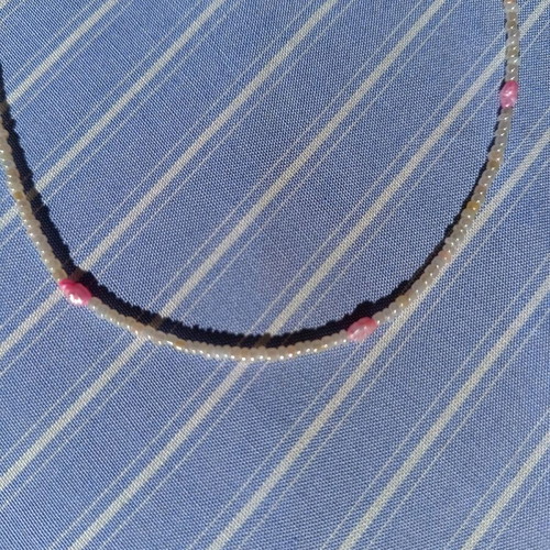 Necklace new, stainless wire with pink cultured pearls