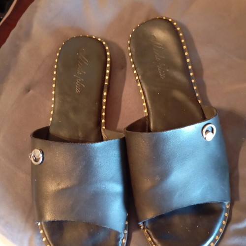 Leather slippers used, Spanish, black, size 39.5-40