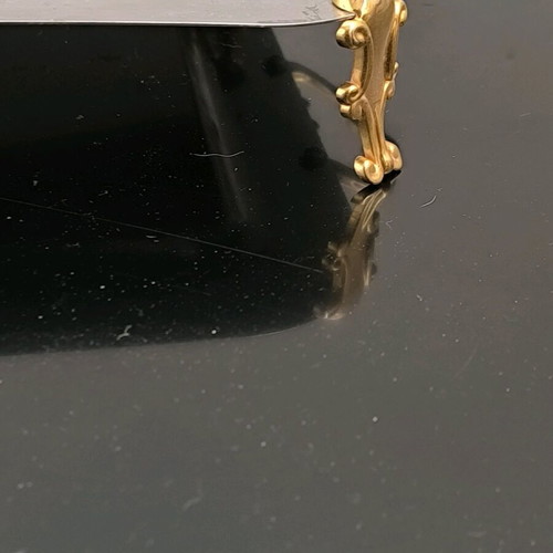 Inox serving tray from Iran like new with bronze handles and feet