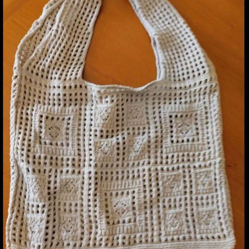Crochet Tote Shoulder Bag Beige New