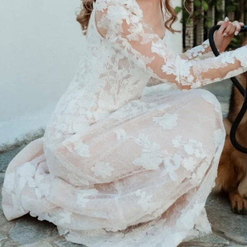Alberto Palatchi wedding dress size S, lace, detachable sleeves, like new