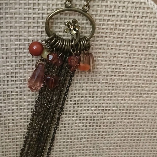 Ethnic handmade single earring like new with long chains and stones
