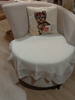 Modern round armchair, ice color, metal legs