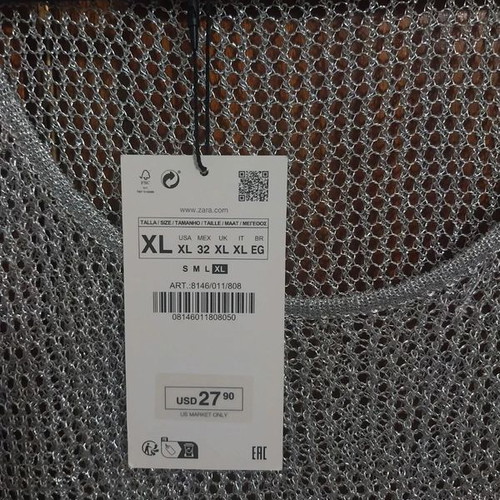 Zara Silver Mesh Tank Top XL brand new with tags