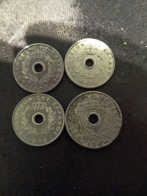 Set of 4 collectible pierced coins used, Kingdom of Greece