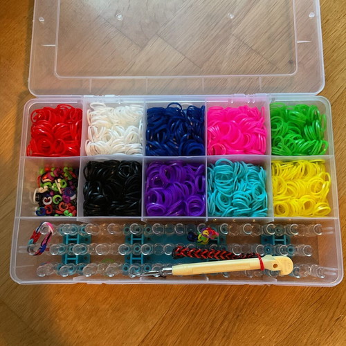 Rainbow Loom rubber bands like new with loom and C clips