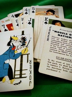 Vintage Models of All Nations Playing Cards used, 1940s-50s Wolf Pack