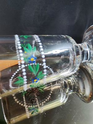 Антична немска ръчно рисувана стъклена чаша викторианска като ново