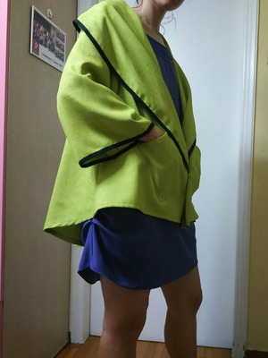 Fluorescent lime outerwear like new, kimono style with pockets