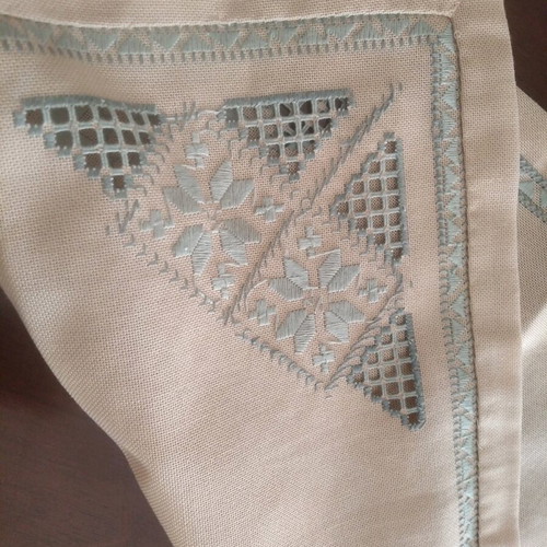 Lefkaritiko embroidery set with blue thread, handmade, new