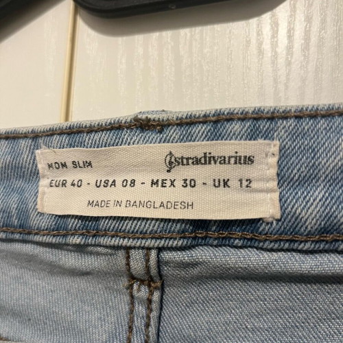 Stradivarius Mom Jeans 40 L blue denim high waist like new