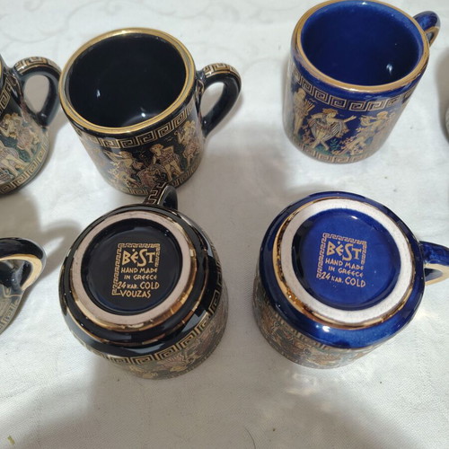 Coffee cups like new, handmade with 24K gold, set