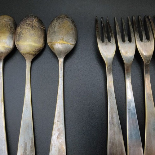 Vintage 60s spoons and forks used, set of 9 pieces