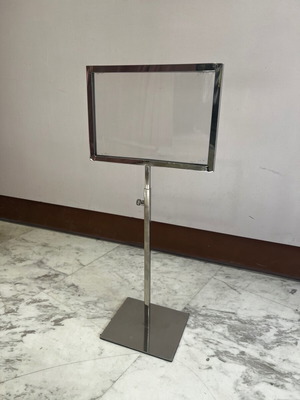 Information Floor Stand like new, chrome steel, adjustable height, pack of 4