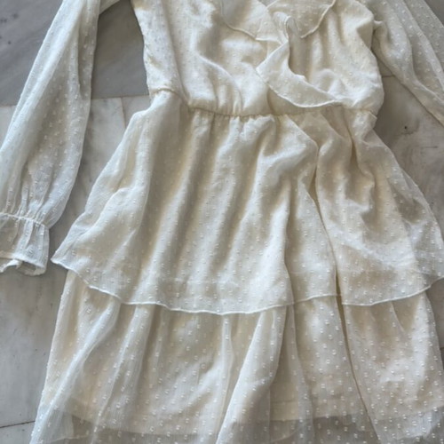 White/Cream dress with polka dots, like new, size S/M