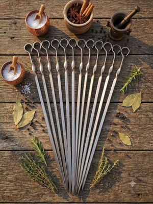 Stainless Steel Skewers Set of 12, 50 cm Length