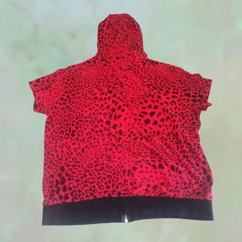 SugarFree short-sleeve hoodie with leopard print, like new, XL