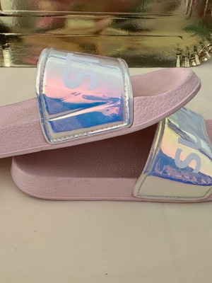 Super Star flip flops size 31 like new, pink and silver
