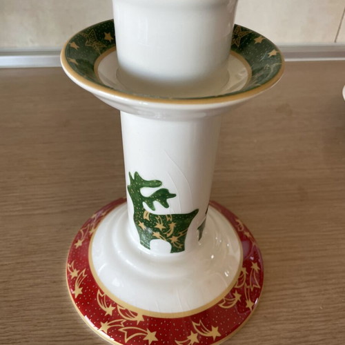 Christmas Porcelain Candlestick like new in box