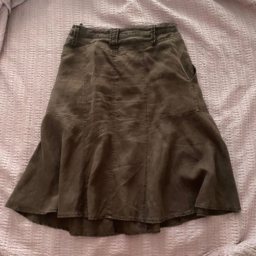 Sarah Lawrence linen brown skirt used, knee-length A-line