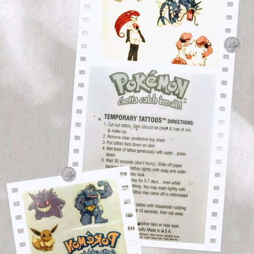 Vintage Pokémon 1999 temporary tattoos new