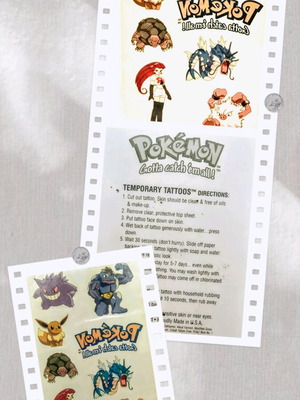 Vintage Pokémon 1999 temporary tattoos new