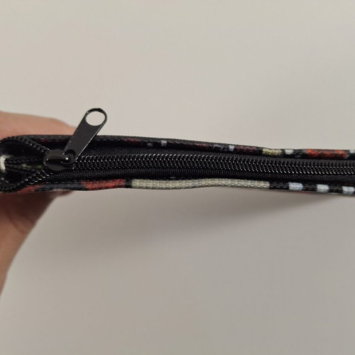 Handmade wallet with folk art design, new, black and white