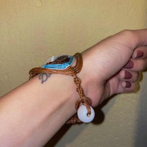 Macrame bracelet like new, handmade, blue and brown