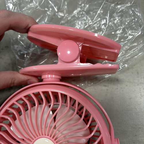 Portable pink fan with clip, new