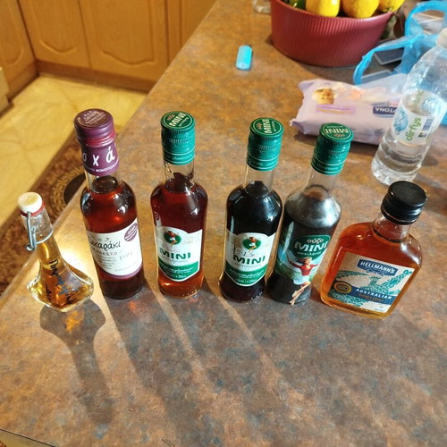 Various liqueurs used, all together, homemade