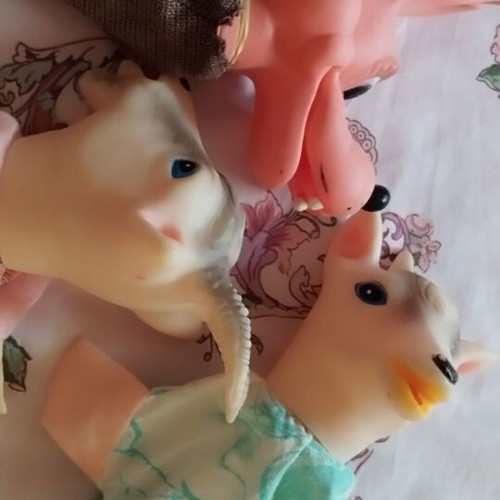 Puppets for puppet theater used, set