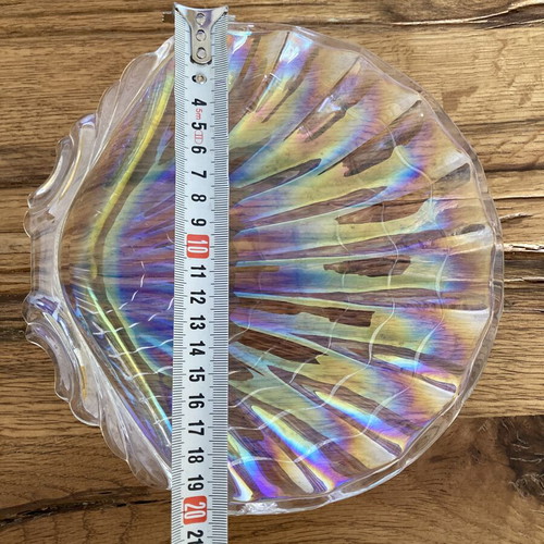 Iridescent crystal platter shell shaped like new