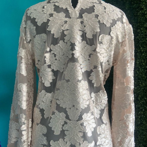 Devore velvet brocade blouse beige like new size M