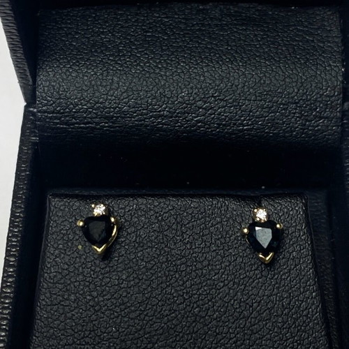 Gold earrings 14k with sapphire new, handmade