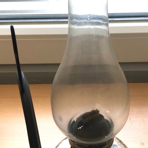 Antique oil lamp used with glass base and removable reflector