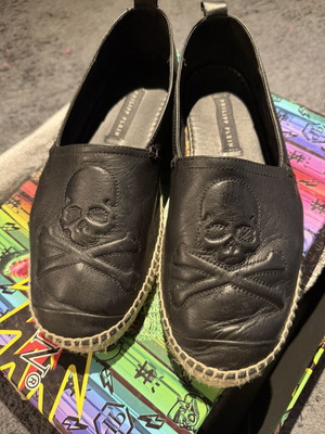 Philipp Plein leather espadrilles like new, black, size 40
