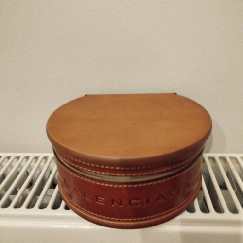 Balenciaga wooden box like new with leather band