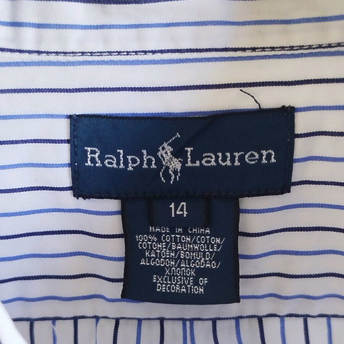 Ralph Lauren βαμβακερό παιδικό πουκάμισο ν.14 σαν καινούργιο, άσπρο και μπλε